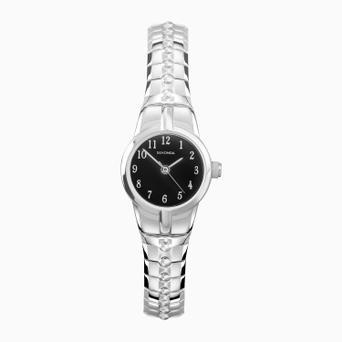 Sekonda Newton Ladies Watch | Silver Alloy Case & Stainless Steel Expander Bracelet with Black Dial | 40678