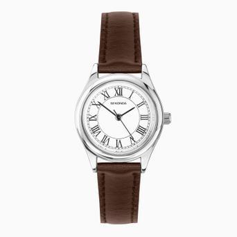 Sekonda Evans Ladies Watch | Silver Alloy Case & Brown Leather Strap with White Dial | 40685