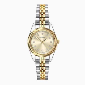 Sekonda Francis Ladies Watch | Two Tone Alloy Case & Stainless Steel Bracelet with Champagne Dial | 40690