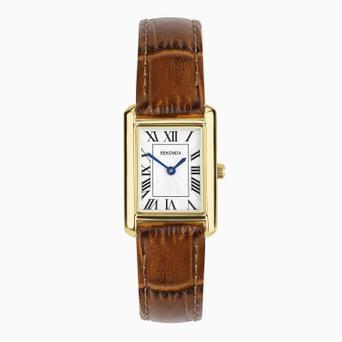 Sekonda Colette Ladies Watch | Gold Alloy Case & Brown Leather Strap with White Dial | 40695