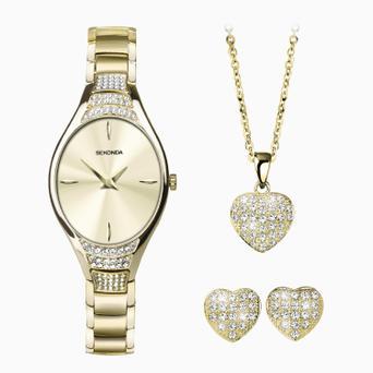 Sekonda Ladies Watch Gift Set | Gold Case & Alloy Bracelet with Champagne Dial | 49023