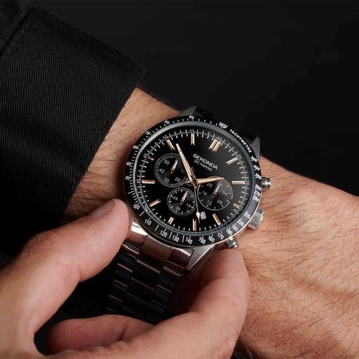 Sekonda men's black chronograph bracelet watch store
