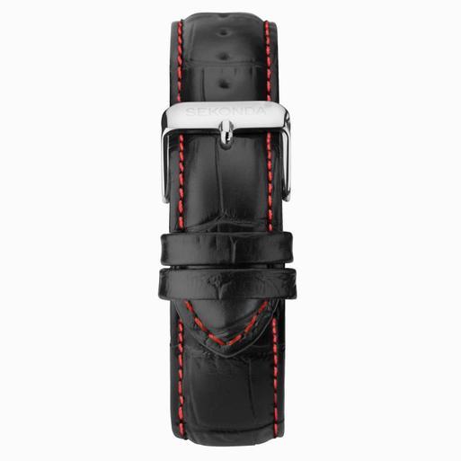 Sekonda Maverick Men's Watch | Silver Case & Black Leather Strap with Black Dial | 30035