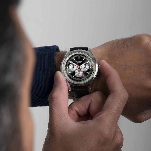 Sekonda Maverick Men s Pilot Watch 30035 Round Black Leather