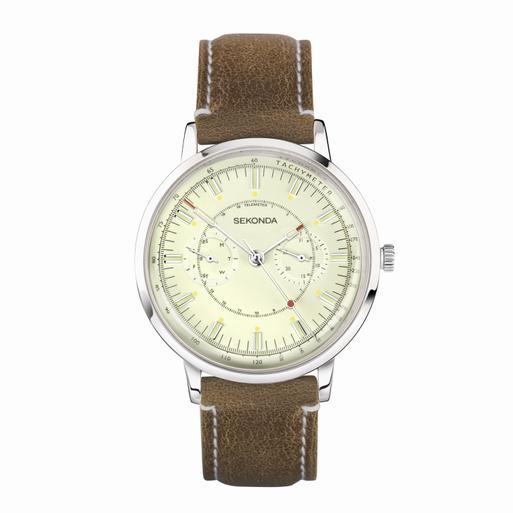 Sekonda 1978 Classic Watch 30099 Round Tan Leather Strap