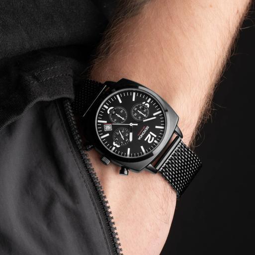 Sekonda men's black chronograph bracelet watch shop