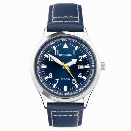 Sekonda men's blue dial black rubber strap watch hot sale