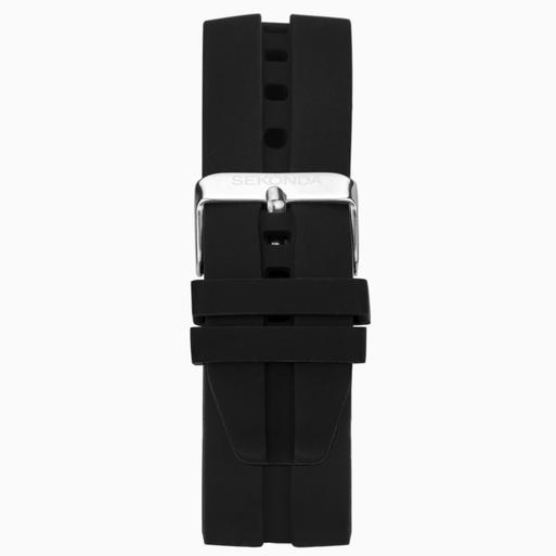 Sekonda Balearic Men's Watch | Silver Alloy Case & Black Rubber Strap with Black Dial | 30118