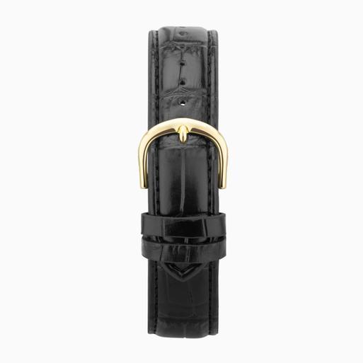 Sekonda Easy Reader Ladies Watch | Gold Alloy Case & Black Leather Strap with White Dial | 30123
