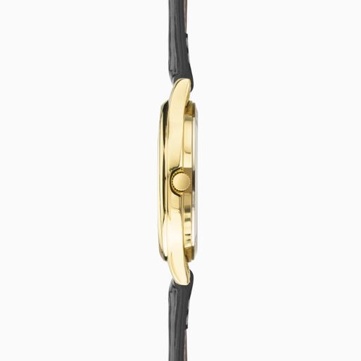 Sekonda Easy Reader Ladies Watch | Gold Alloy Case & Black Leather Strap with White Dial | 30123