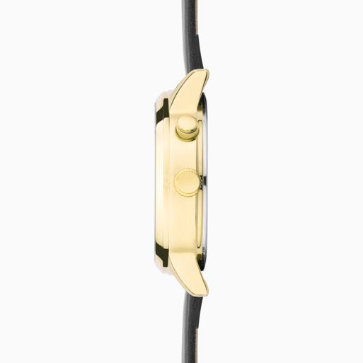 Sekonda Easy Reader Men's Watch | Gold Alloy Case & Black Leather Strap with White Dial | 30127