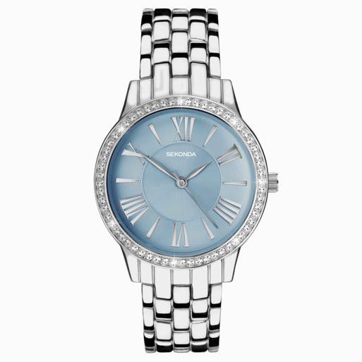 Sekonda Charlotte Ladies Watch | Silver Case & Alloy Bracelet with Blue Dial | 40478