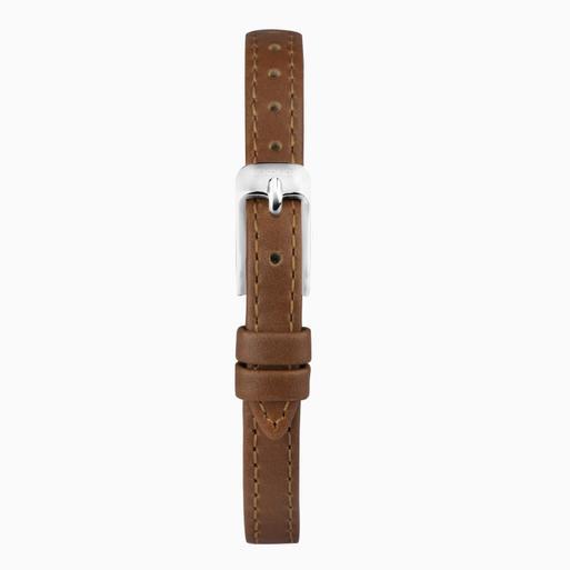 Sekonda Easy Reader Ladies Watch | Silver Case & Brown Leather Strap with White Dial | 40479