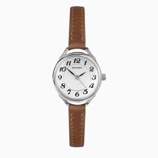 Silver leather hotsell strap watch women's