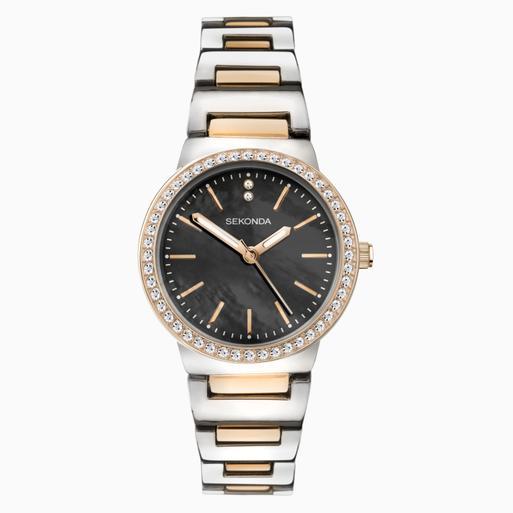 Sekonda black and rose gold watch on sale