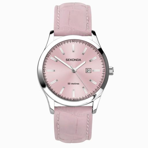 Sekonda Taylor Ladies Watch | Silver Alloy Case & Pink Leather Strap with Pink Dial | 40550