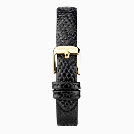 Sekonda Monica Ladies Watch | Gold Alloy Case & Black Leather Strap with White Dial | 40557
