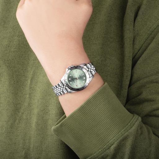 Sekonda Balearic Ladies Watch | Silver Alloy Case & Stainless Steel Bracelet with Green Dial | 40565