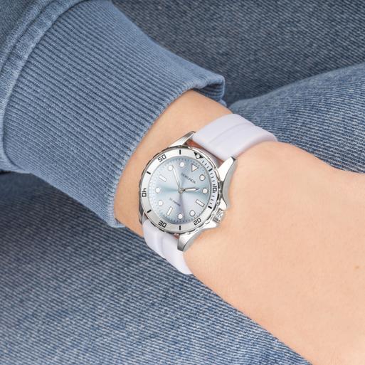 Sekonda Balearic Ladies Watch | Silver Alloy Case & Blue Rubber Strap with Blue Dial | 40570