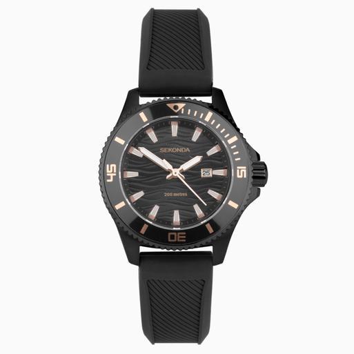 Sekonda black and rose gold watch sale