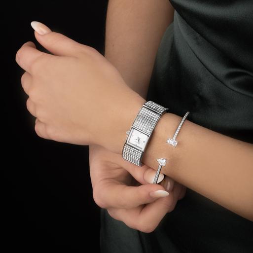 Sekonda Crystal Ladies Watch | Silver Alloy Case & Bracelet with Silver Dial | 40602