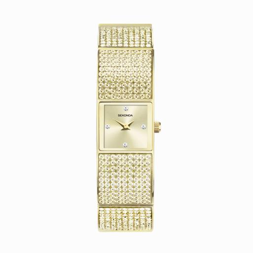 Sekonda Crystal Ladies Watch | Gold Alloy Case & Bracelet with Champagne Dial | 40603