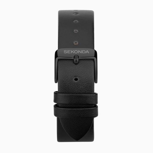 Sekonda Minimal Ladies Watch | Black Alloy Case & Leather Strap with Black Dial | 40606