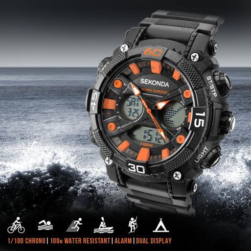 Sekonda Mens Digital Watch 1037 Round 49mm Dark Grey