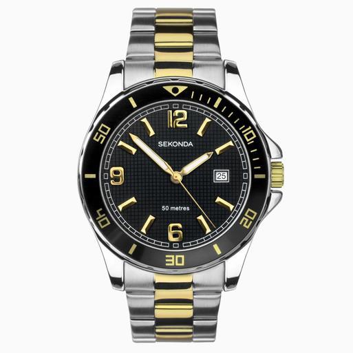 Sekonda Classic Circuit Orologio Cronografo Uomo 43mm - Cassa Argento Lunetta Nera - Cinturino Acciaio 50m Water Resistant