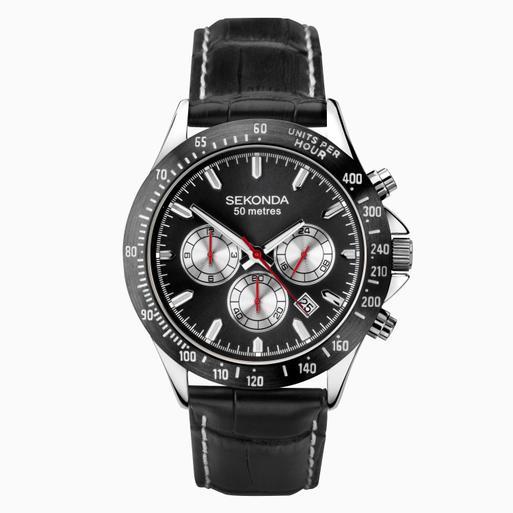 Sekonda Mens Classic Watch 1648 Round 42mm Black Leather