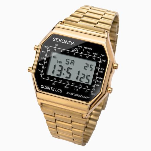 Sekonda Mens Digital Watch 1817 Rectangular 34mm Gold