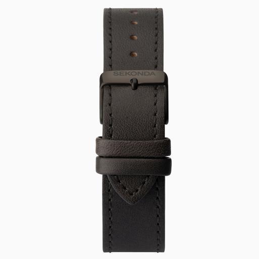 Sekonda Bergen Men's Watch | Black Case & Leather Upper Strap with Grey Dial | 1844