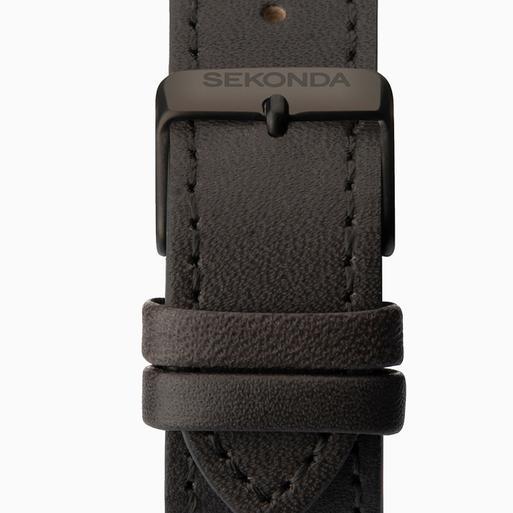 Sekonda Bergen Men's Watch | Black Case & Leather Upper Strap with Grey Dial | 1844