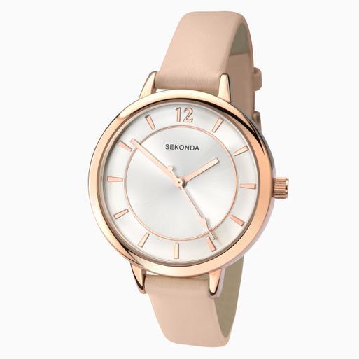 Sekonda Ladies Watch | Rose Gold Case & PU Strap with Silver Dial | 2137