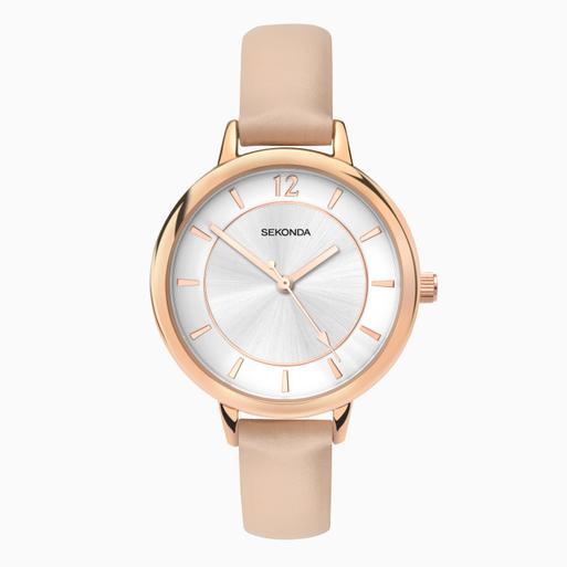 Sekonda Ladies Watch | Rose Gold Case & PU Strap with Silver Dial | 2137
