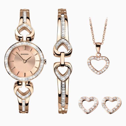 Sekonda Ladies Watch Rose Gold Christmas Gift Set | Two Tone Case & Alloy Bracelet with Rose Dial | 2363G