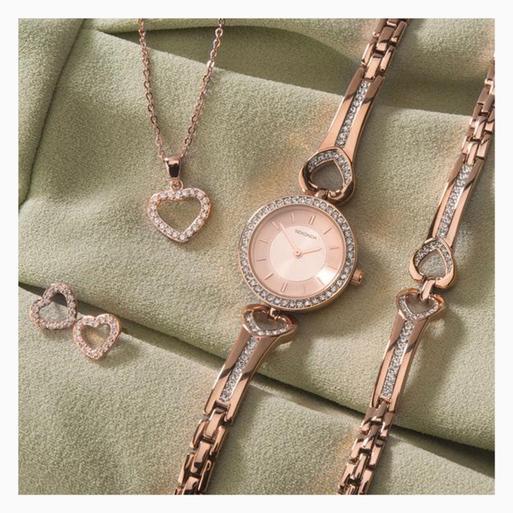 Sekonda Ladies Watch Rose Gold Christmas Gift Set | Two Tone Case & Alloy Bracelet with Rose Dial | 2363G