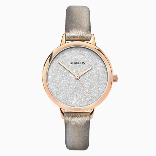 Sekonda Prints Ladies Watch | Rose Gold Case & PU Strap with Silver Dial | 40023