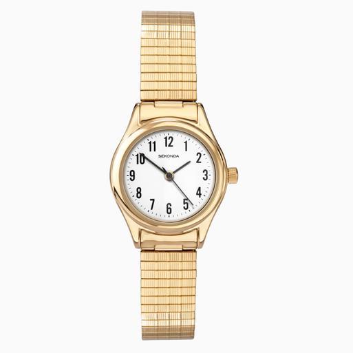 Sekonda Easy Reader Ladies Watch | Gold Case & Stainless Steel Expander with White Dial | 4602