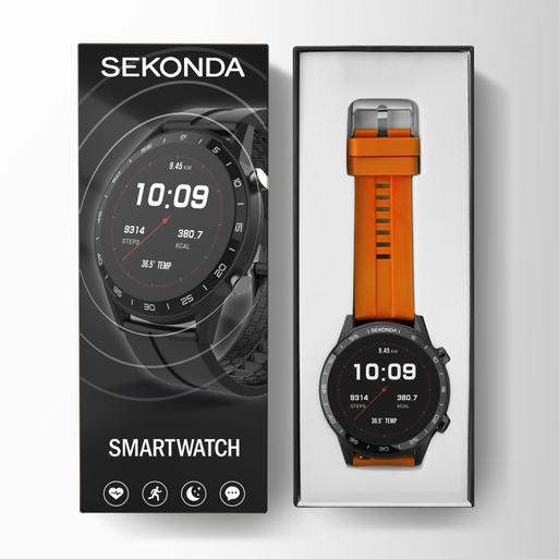 Sekonda Active Smart Watch | Black Case & Orange Silicone Strap | 1911