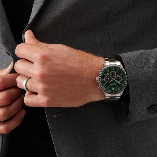 Sekonda Velocity Chronograph Men's Watch | Silver Case & Stainless Steel Bracelet with Green Dial | 1913