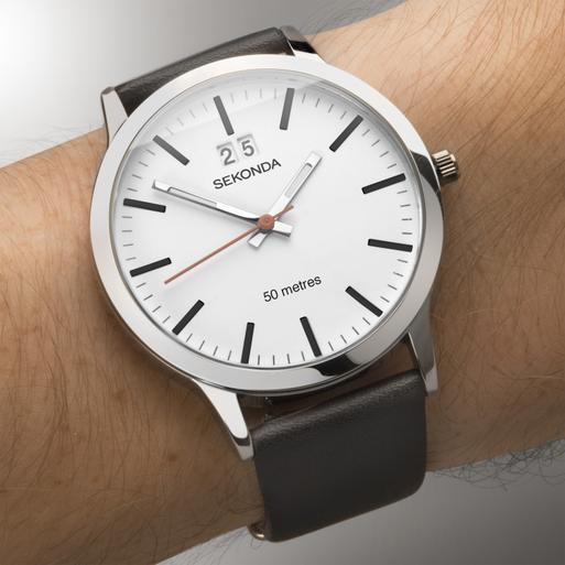Sekonda grey leather strap watch online