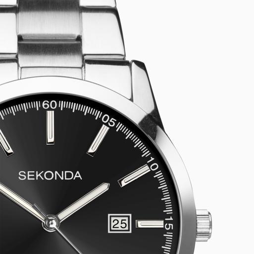Sekonda Taylor Men's Watch | Silver Case & Stainless Steel Bracelet with Black Dial | 1944