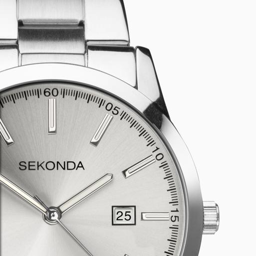 Mens silver watch with white face on sale