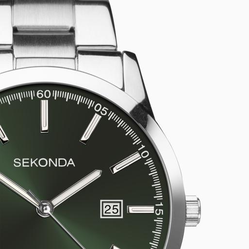 Sekonda Taylor Men's Watch | Silver Case & Stainless Steel Bracelet with Green Dial | 1946