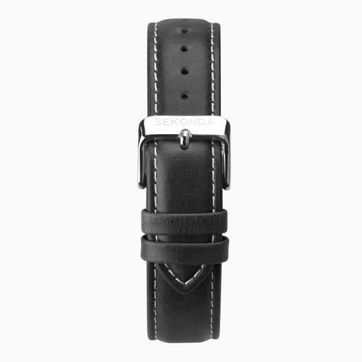 Sekonda Originals Men's Watch | Silver Case & Black Leather Strap with Silver Dial | 1948