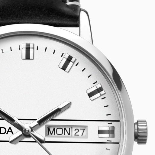 Sekonda Originals Men's Watch | Silver Case & Black Leather Strap with Silver Dial | 1948