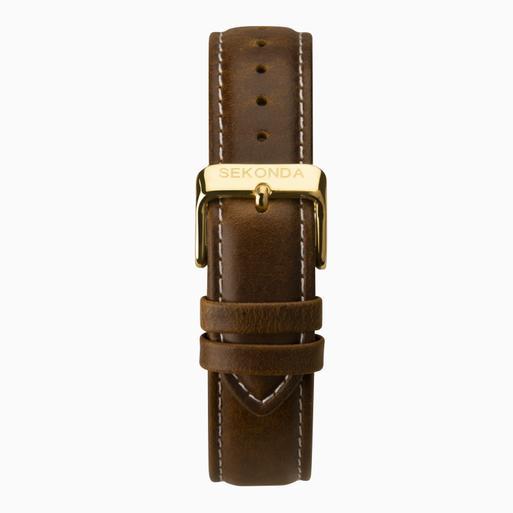 Sekonda Originals Men's Watch | Gold Case & Brown Leather Strap with Green Dial | 1949