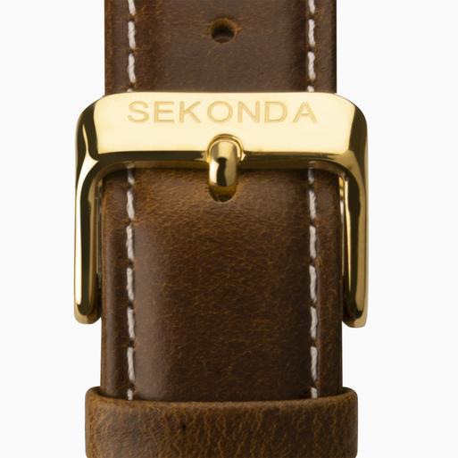 Sekonda Originals Men's Watch | Gold Case & Brown Leather Strap with Green Dial | 1949