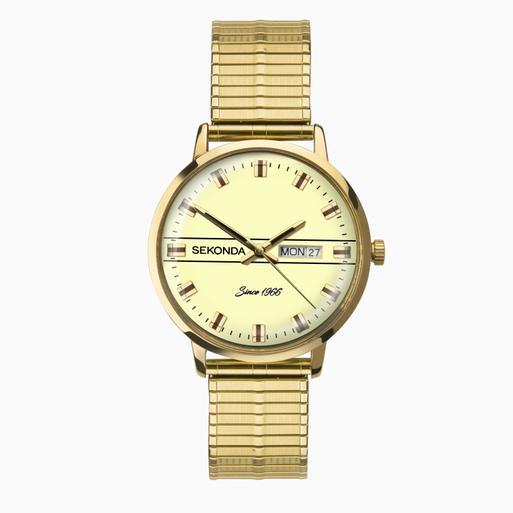 Men s Heritage Watch Day Date Display Stainless Steel Expander